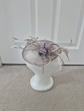 Classic Millinery England Lilac Grey Fascinator Wedding Races Event Feathers