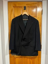 Corneliani Made in Italy Double Breasted Blazer Black Pinstripe Super 10 44 R US