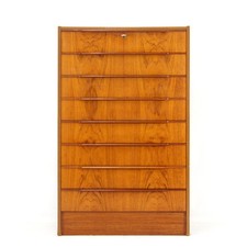 Retro Vintage Danish Design Teak Tall Boy Chest of Drawers Dresser 50s 60s MCM