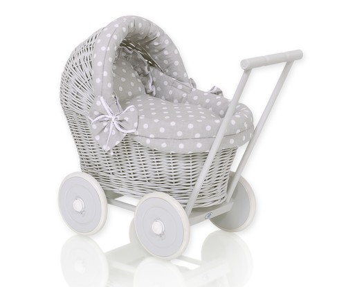 Wicker dolls pram grey - dolls,