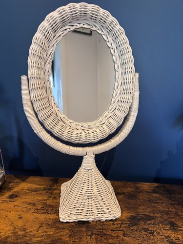 Vintage white wicker tabletop - vintage,