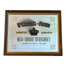VTG O'Connell & Flynn Framed Bar Mirror Galway Bay Distillery Old Irish Whiskey