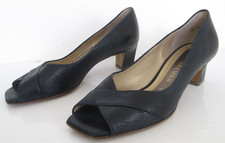 PETER KAISER SIZE 4 WOMANS NAVY BLUE ALL LEATHER PEEPTOES COURT SHOES HEELS.