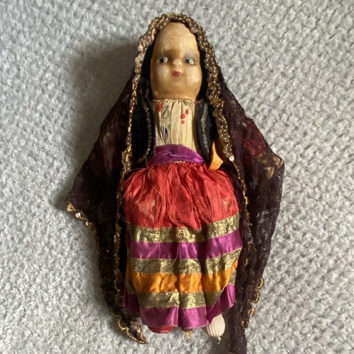 Antique cloth girl doll all - cloth,