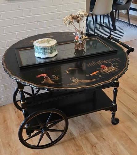 Black lacquer chinoiserie - black,