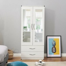 Ready Assembled Wooden 2 Door Wardrobe With Drawer Bedroom Storage Hanging Bar
