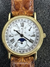 VTG  Movado Swiss Made Triple Date Moon Phase Ladies Dress Watch Parts Or Repair