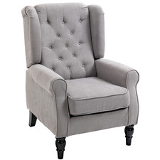 RETRO WINGBACK ARMCHAIR WITH WOOD FRAME - GREY, COMFY & STYLISH DESIGN