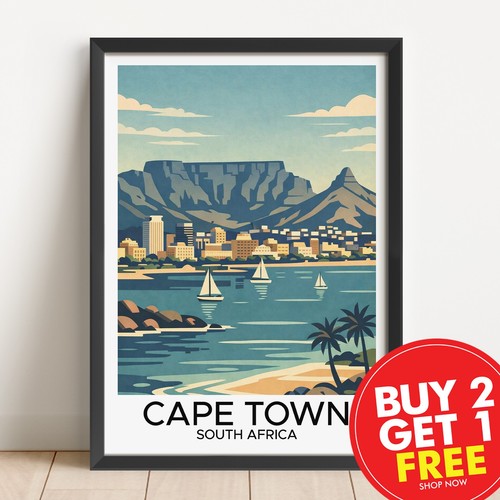 Cape town travel - print,, retro