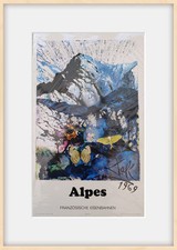 Salvador Dali, Original Vintage French SNCF Alps tourist poster from 1970.