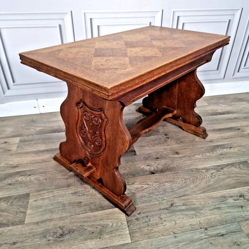 Antique refectory side table - side,