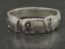 Elephant band ring, Solid Sterling Silver, elephant family. Select size.