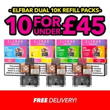 Elf Bar Dual 10k Refill Pack | Prefilled Pods | 20mg | 2 Pods | All Flavours |E-