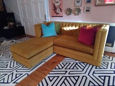 L-shaped sofa, cotton velour