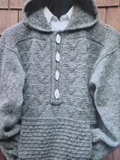 Aran Knitting Pattern Womens/Men Sweater Hood/pockets  (586)