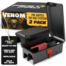 Pest X Pro Venom – 2X Pre-Baited Rat Bait Station, Super Strength Rat Poisoning 