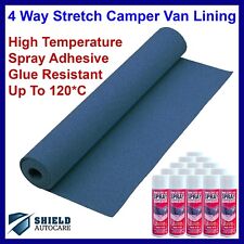 Camper Van Lining Kit Ocean Blue 4 Way Stretch Carpet + High Temp Adhesive Spray