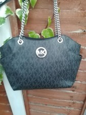Michael kors BLack & Grey MK Tote Shoulder Bag Chain