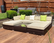 Rattan Garden Sofa Set Large Wicker Patio Furniture Table Cushion Chairs Stools