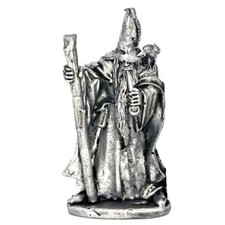 Medieval Wizard With Staff 28mm Metal Unpainted
