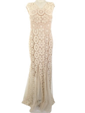 XSCAPE Gown Formal Dress Ivory Crochet Lace Prom Wedding Evening UK 12 BNWT