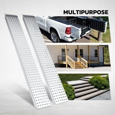 2x Heavy Duty Steel Loading Ramps 400kg Lawnmower Trailer Van Motorbike