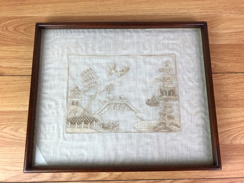 Framed oriental embroidery - framed,