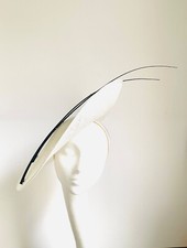 large ivory white saucer disc hat fascinator Wedding Royal Ascot Kentucky Derby