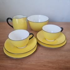 Art Deco Shelley Part Tea Set For 2 Yellow. 1920's . Pattern 11049/3 