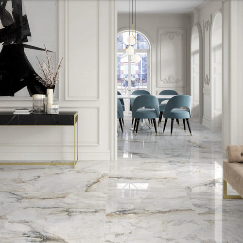 Italia gold square - gold, porcelain