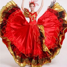 Lady Spanish Flamenco Practice Dance Dress Modern Ruffle Frill Ballroom Dress UK