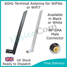6GHz WiFi Antenna RP-SMA 5dBi 802.11 AX BE Broadband Router Black White Aerial