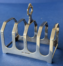 Antique sterling silver 4 slice toast rack art deco hallmarked Sheffield 1932