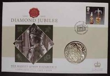 Guernsey 2012 Queen Elizabeth II Diamond Jubilee £5 Coin PNC Cover BU