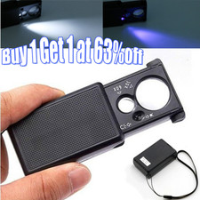 30X 60X Foldable Magnifier Reading Magnifying Glass Jewelry Loupe With LED Light