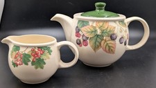 Cloverleaf Pottery Country Fruits - Teapot and Cream Jug Set Vintage Tea Service