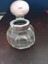 Antique solid silver lidded inkwell hallmarked Birmingham 1923