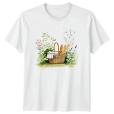Baguette Basket Nature Scene Mens T-Shirt Ladies Tee Graphic Top Unisex