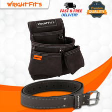 WrightFits Leather Tool Belt With Double Nail Pocket Work Pouch  2 in 1 - WW1619
