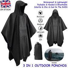 3 in 1 Outdoor Military Raincoat Hooded Sleeve Waterproof Rain Poncho Motorcycle