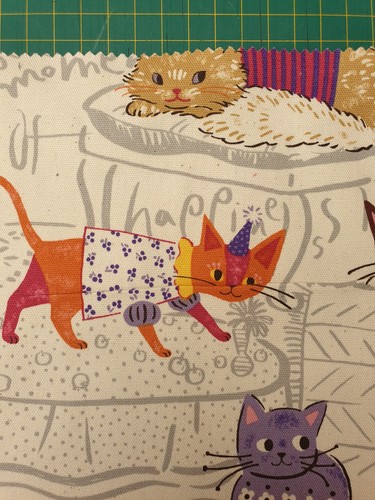 Cats fabric piece x 6 - 7", 6"