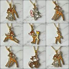 Cute Bambi & Thumper Enamel Pendant Necklace Charm & Gift Bag UK seller