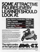 JAWA/CZ 350 Velorex Combination Motor Cycle ADVERT Vintage 1982 Print Ad 690/151