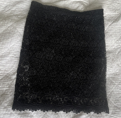 Zara black floral lace pencil - black,