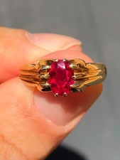 Amazing Antique Victorian natural 1ct Burma Ruby Sigent Gypsy Ring 18ct Gold