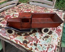 1930s Wyandotte Marx Pressed Steel Dump Truck Toy 16” 40 cm W/Headlights. Patina