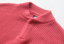Vintage Pancari Pink Wool Mock Neck Chain Knit Polo Sweater - Italian 52 Large