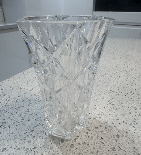 Clear cut glass vase - cut,
