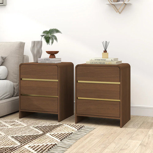 Pair walnut brown drawer - pair, 3