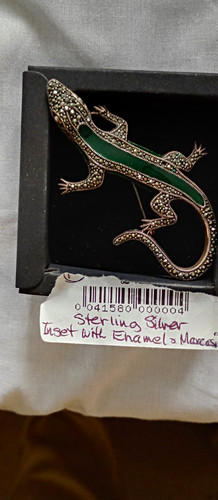 Sterling silver lizard brooch - sterling,